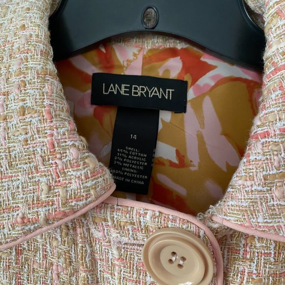 NWOT- Lane Bryant Salmon light peach tweed coat- lined - Picture 2 of 8